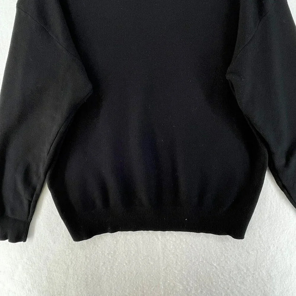 Zara Sweatshirt Women's Sz Large Black Crew Neck Ribbed Knit Pullover Stretch - Picture 7 of 10